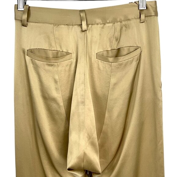 Nili Lotan Dress Pants Drop Crotch Cropped Ankle Gold 100% Silk Size 00 - Picture 5 of 8